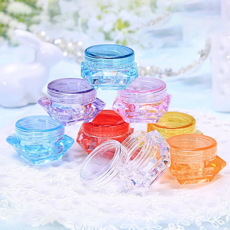 

80pcs 3g/5g empty diamond shape Cosmetic Jars Lip balm Tiny Mini Pot Eyeshadow containers with pressure sensitive sheet
