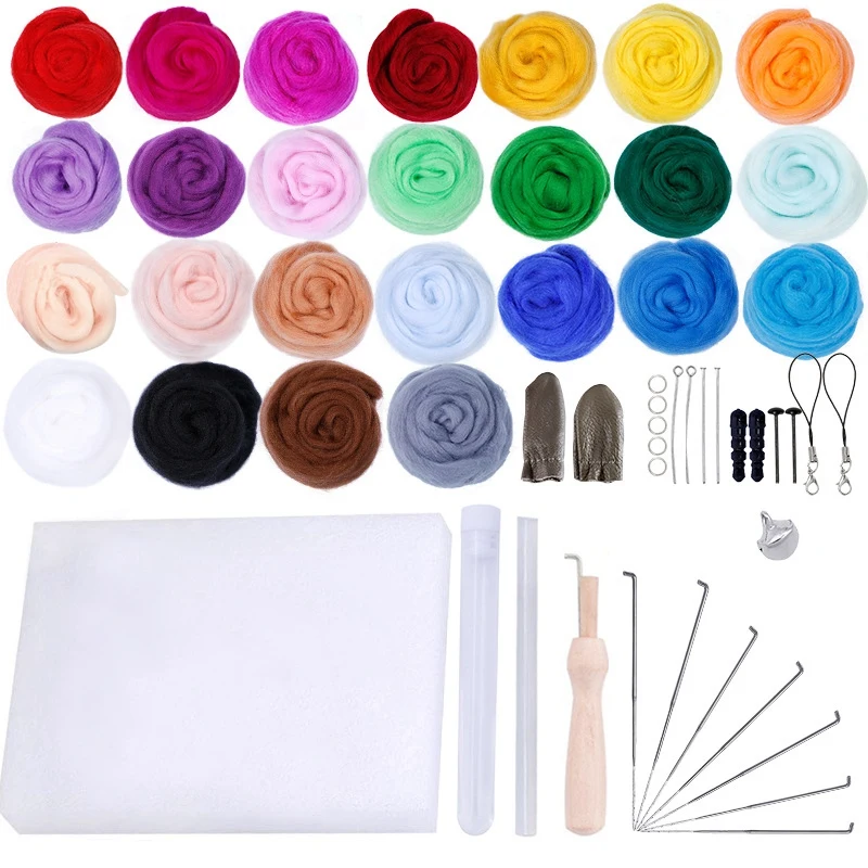 

Wool Felt Material Set 25 Colors 2G Handmade DIY Needle Felt Wet Felt Material Making Perfect Gift for DIY Needlework