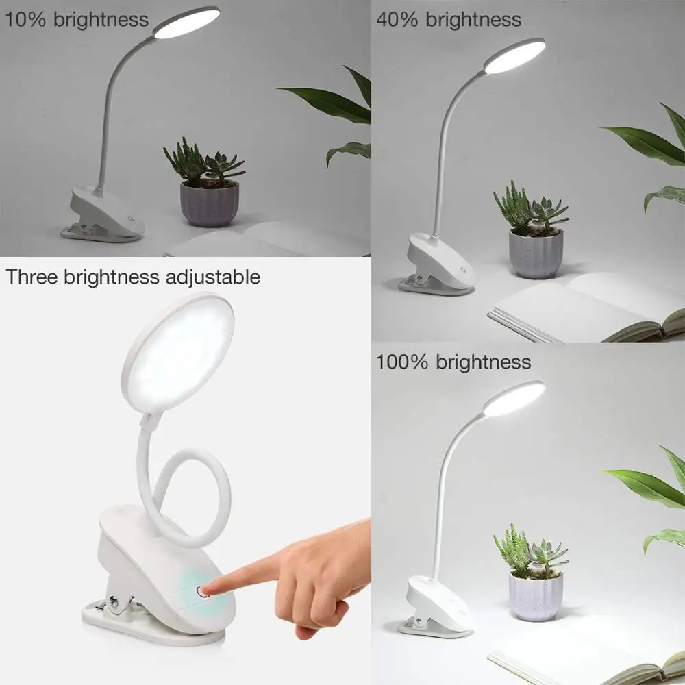 Настольная лампа с зажимом Светодиодный настольный светильник 3 режимами работы