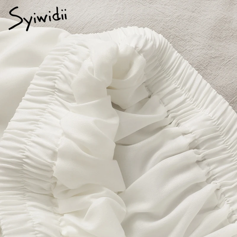 Syiwidii Skirt for Women High Waist Casual A-Line Solid White Black Pleated 2021 Spring Summer Korean Fashion New Mini Skirts | Женская