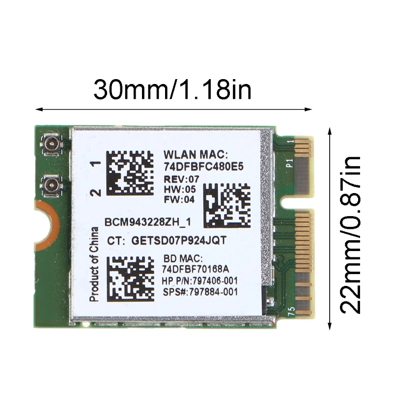 BCM943228Z 300 / WIFI 802.11a/b/g/n Bluetooth    2, 4 /5  - M.2
