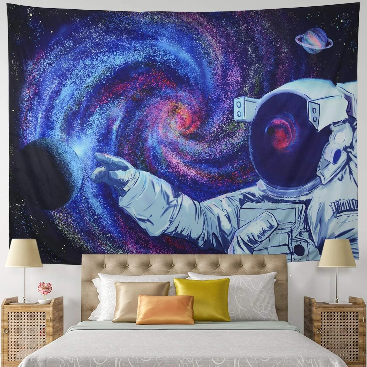 

Гобелен с астронавтом, гобелен с галактикой, гобелен с планетами, психоделический гобелен, гобелен с загадочным звездным небом