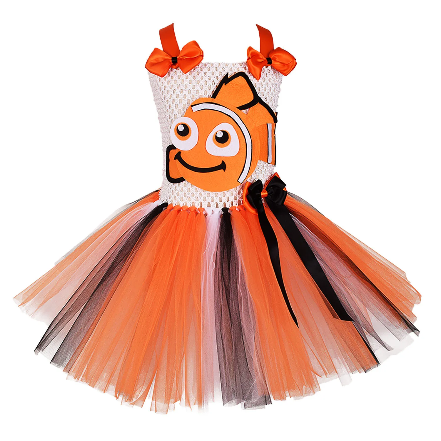 

Adorable Gilrs Clownfish Tutu Dress Nemo Little Baby Fishy Halloween Cosplay Costume Kids Birthday Party Dresses Age 0-12 Years