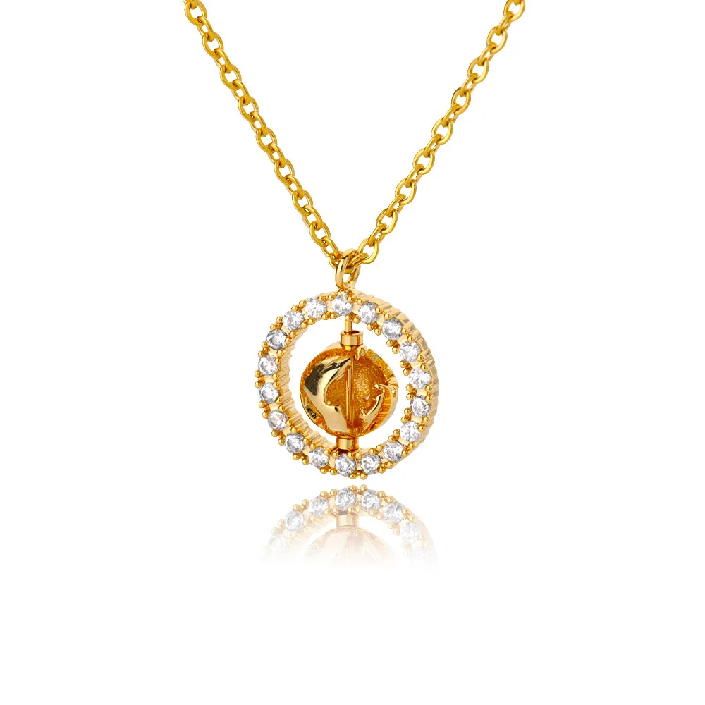 

Rotatable Dolphin Necklace For Women Zircon Crystal Engagement Wedding Necklaces Kpop Colar Chain Vintage Jewelry Gifts