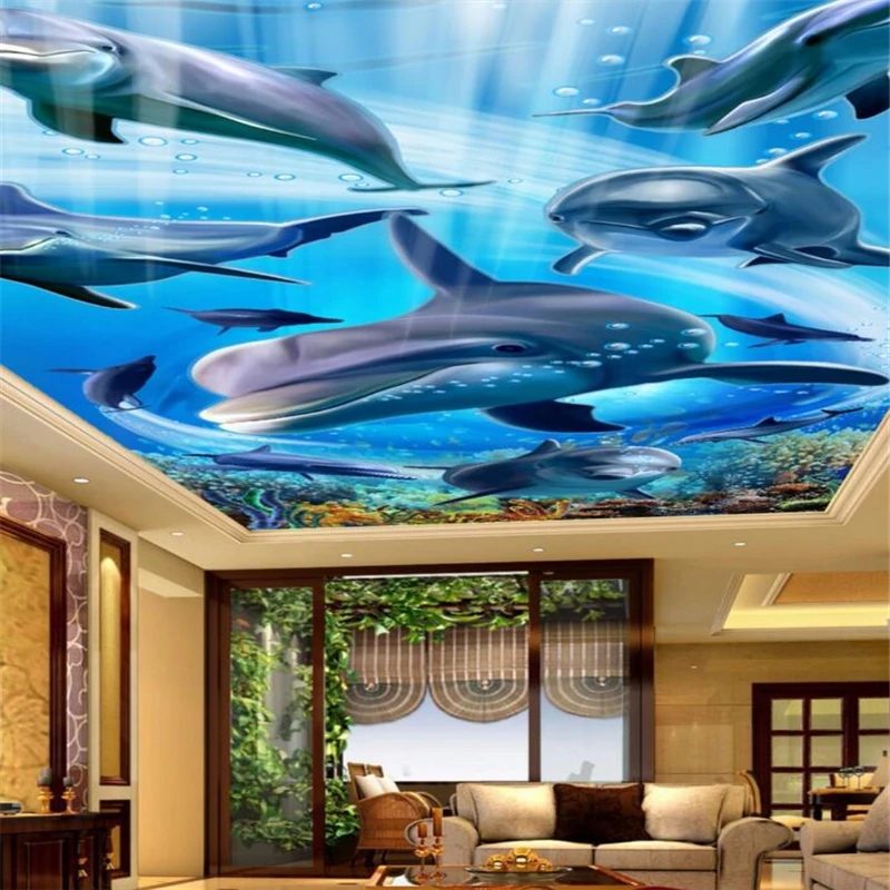 3D-обои на заказ wellyu фотообои с морскими дельфинами семейные потолочные обои