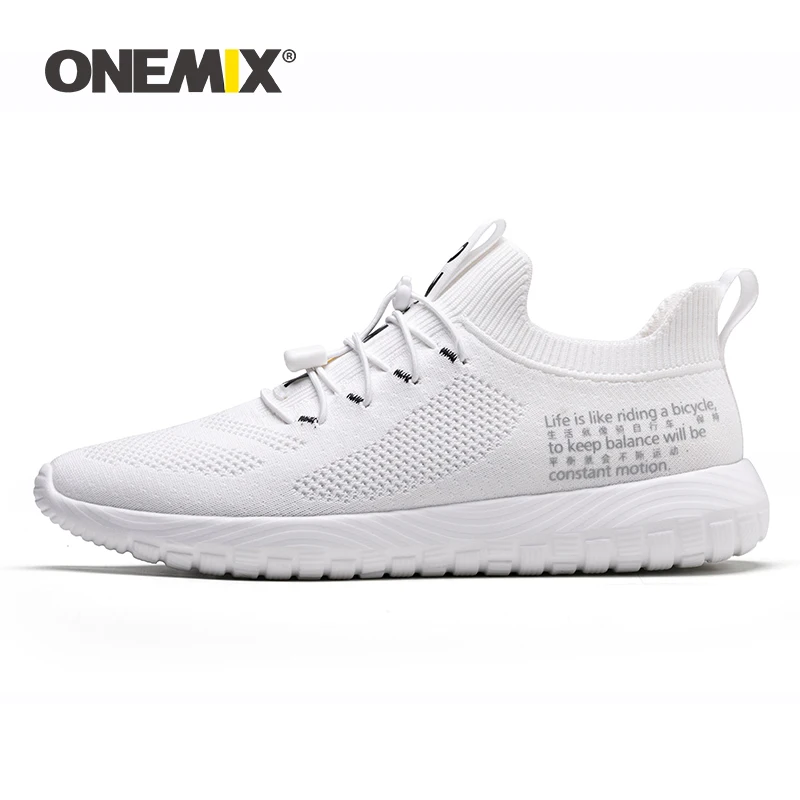 

ONEMIX Tennis Shoes For Women Flying Woven Breathable Outdoor Sneakers Woman Light Round Cross Straps Flat Slip on Sports Shoes