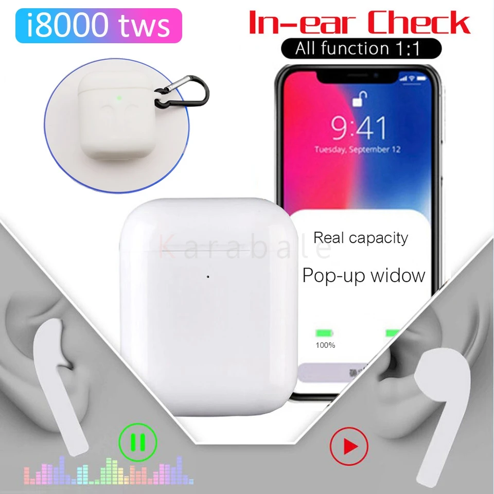 Смарт-Сенсор i10000 TWS 1:1 Реплика Aire2 Беспроводной Bluetooth наушники топ 1536p чип PK H1 чип i60 i200 i500 i1000 i5000 TWS