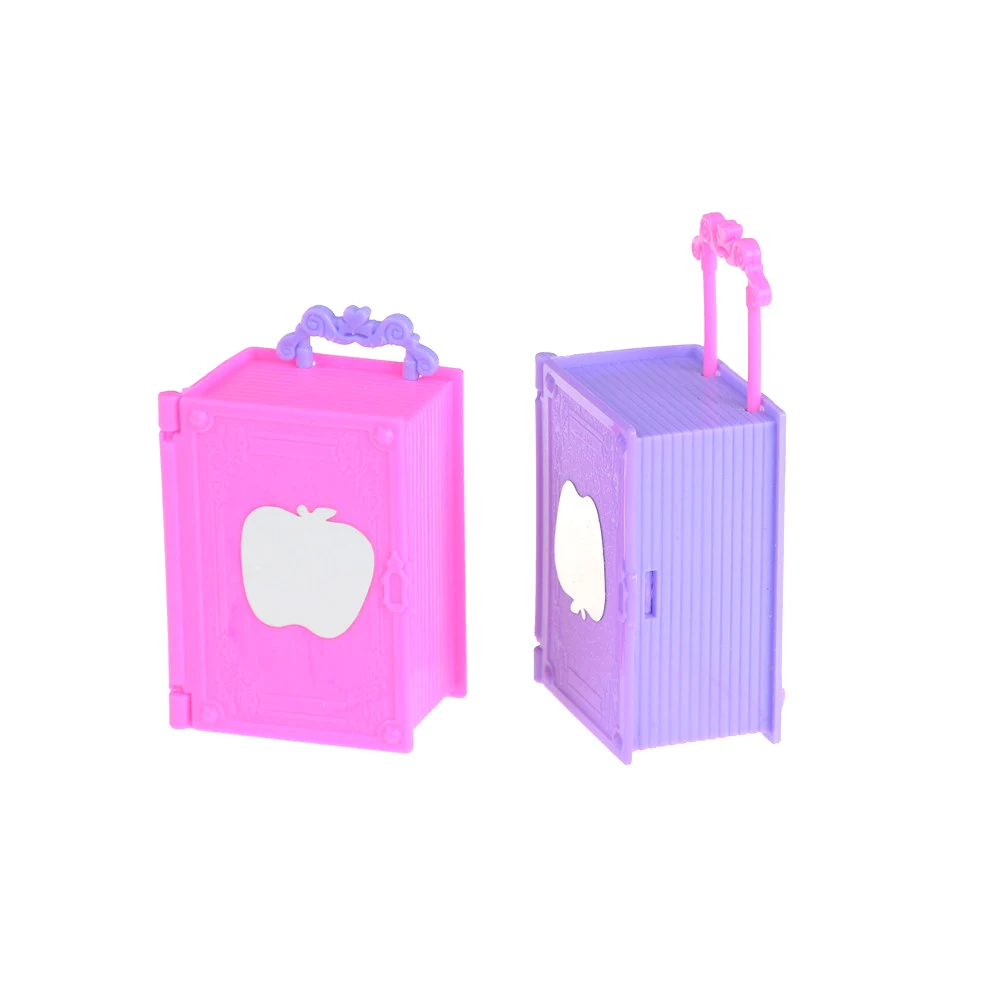 

2PCS Plastic 3D Lovely Travel Suitcase Luggage Case Trunk For Doll House Gift Toy Dollhouse Furniture Kids Toy RANDOM COLOR