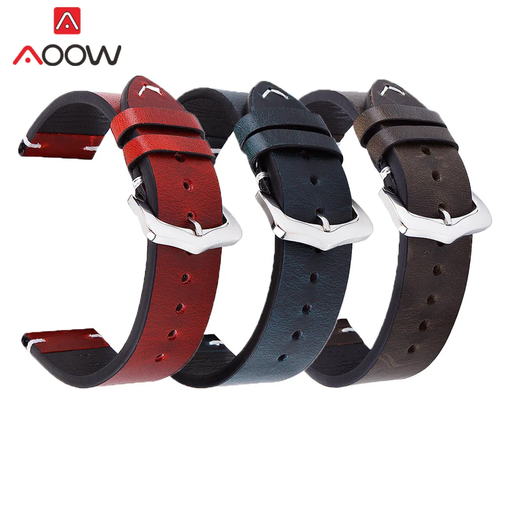 

18mm 20mm 22mm Genuine Leather Strap Universal Watchband Retro Men Replacement Band Bracelet Watch Accessories 19mm 21mm 24mm