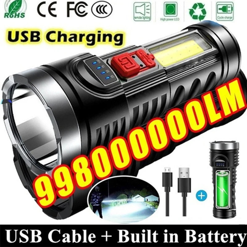 

USB Перезаряжаемый легкий портативный уличный фонарик, Ультраяркий походный светодиодный фонарик