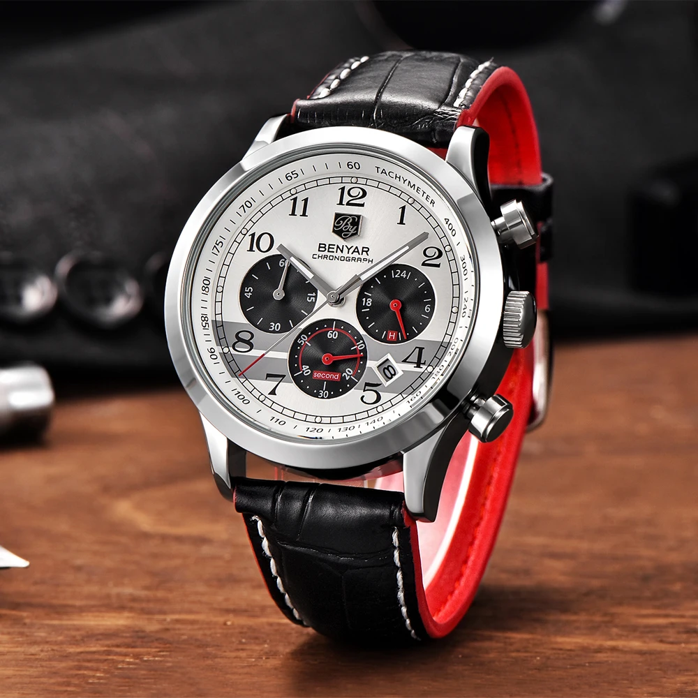 BENYAR мужские модные спортивные кварцевые роскошные бизнес часы