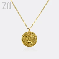 zn trendy design creativity bump relief pendant necklace minimalist geometric round necklaces for women fashion jewelry gifts