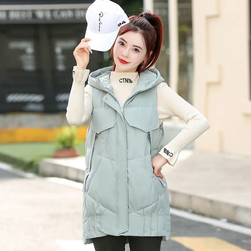 Осень-зима 2021 женский жилет без рукавов толстые теплые пуховые пальто с