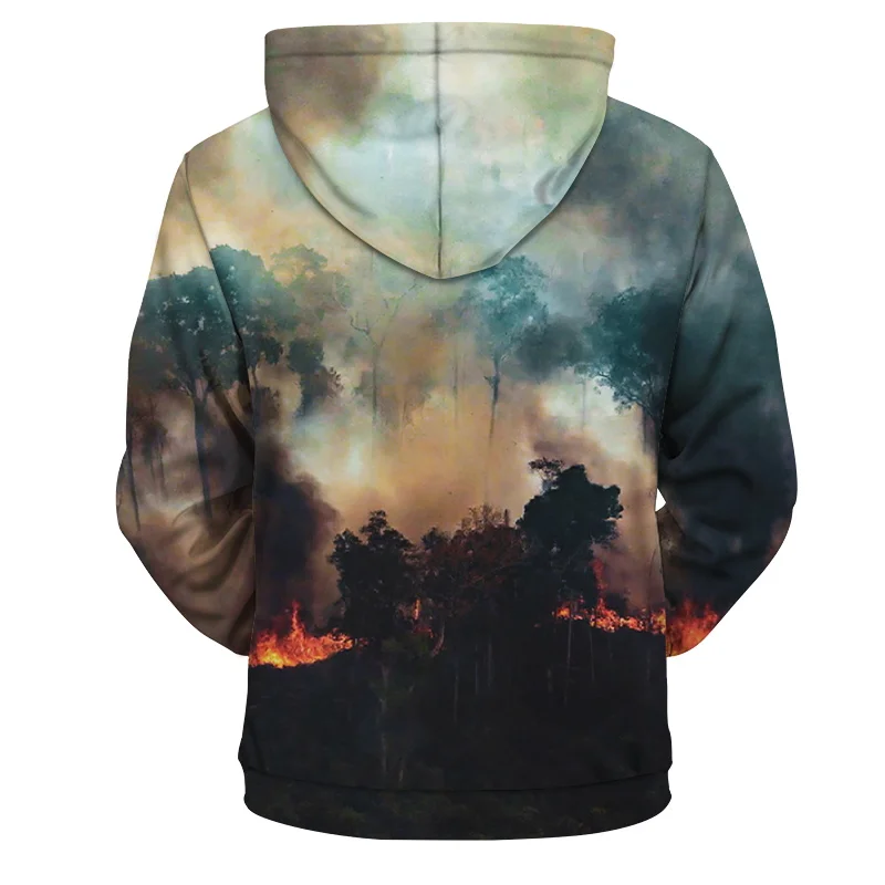 

Hot Sales 3d Fire Men Hoodies Casual Loose Forest Men Hoodies Harajuku Long Sleeve Men Hoodies Customize Plus Size S-5XL