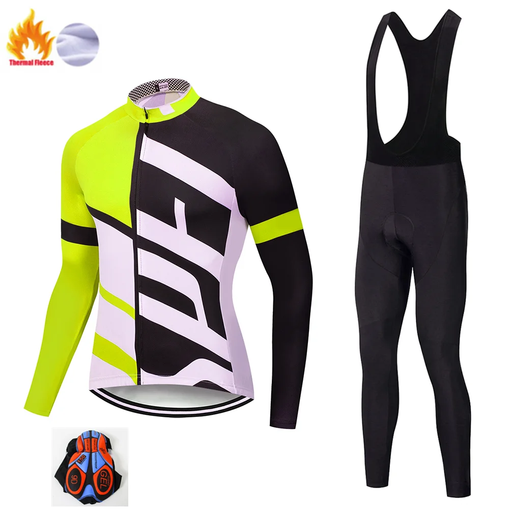 set2 Specializeding Зима Велоспорт Джерси тепловой флис с длинным рукавом велосипедная Одежда Набор Майо Ropa Ciclismo Invierno куртка - Цвет: set2