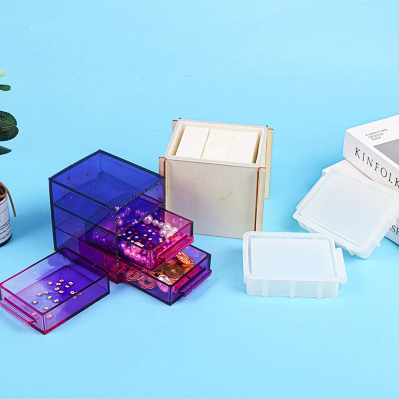 

Silicone Storage Box Mold Main Body DIY Epoxy Resin Multi-layer Drawer Mold All-match for Clutter Storage Home Decor