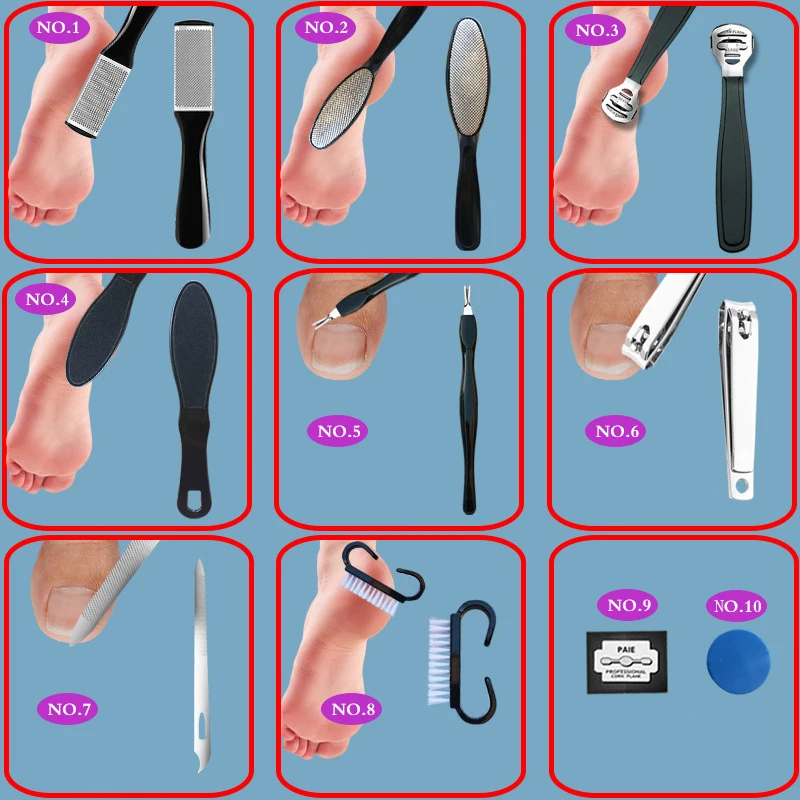 

10Pcs/Set Professional Foot Care Kit Pedicure Tools Stainless Steel Foot Rasp Foot Dead Skin Remover Clean Toenail Care