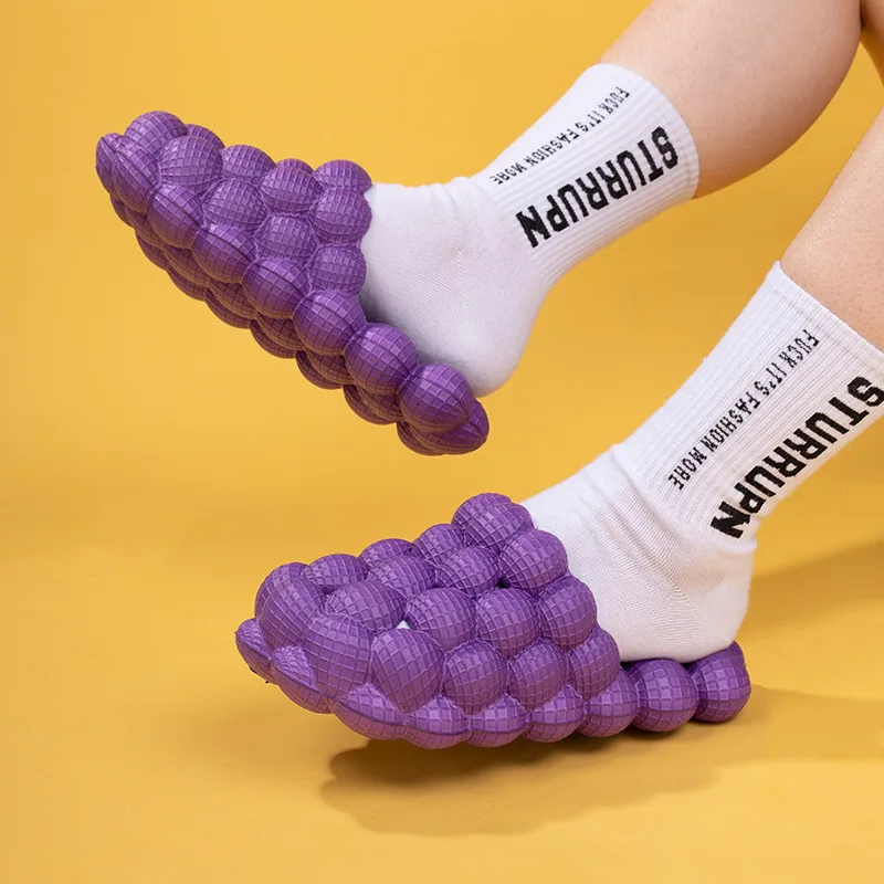 

New Arrival Women Creative Funny Flat Bubble Sandals Casual Hollowed Out Solid Bubble Slippers with Charms Unisex Bubble Slides