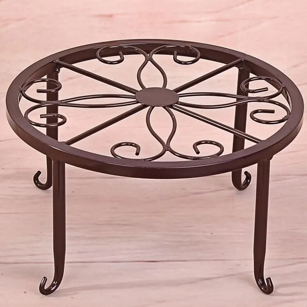 Potted Stander Wrought Iron Home Decor Classic Style Plant Balcony Create Round Garden Storage Rack Stand Floor Display Shelf