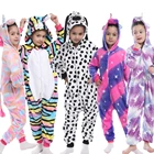 Пижама-кигуруми с изображением зебры, далматинской собаки, Детская Пижама для девочек, комбинезон для маленьких мальчиков, зимняя мягкая теплая одежда с единорогом на Рождество и новый год