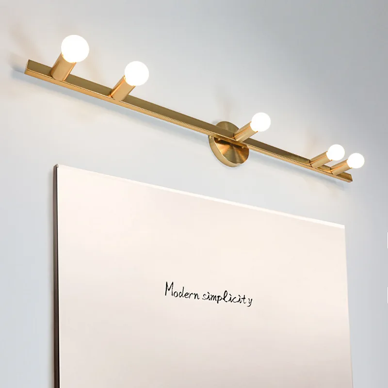 

Simple golden mirror front led wall lamp creative Nordic bathroom cloakroom living room bedroom bedside led wall light fixture