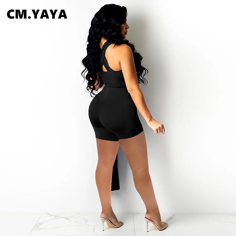 Женский комбинезон без рукавов CM.YAYA облегающий однотонный цельный с вырезами