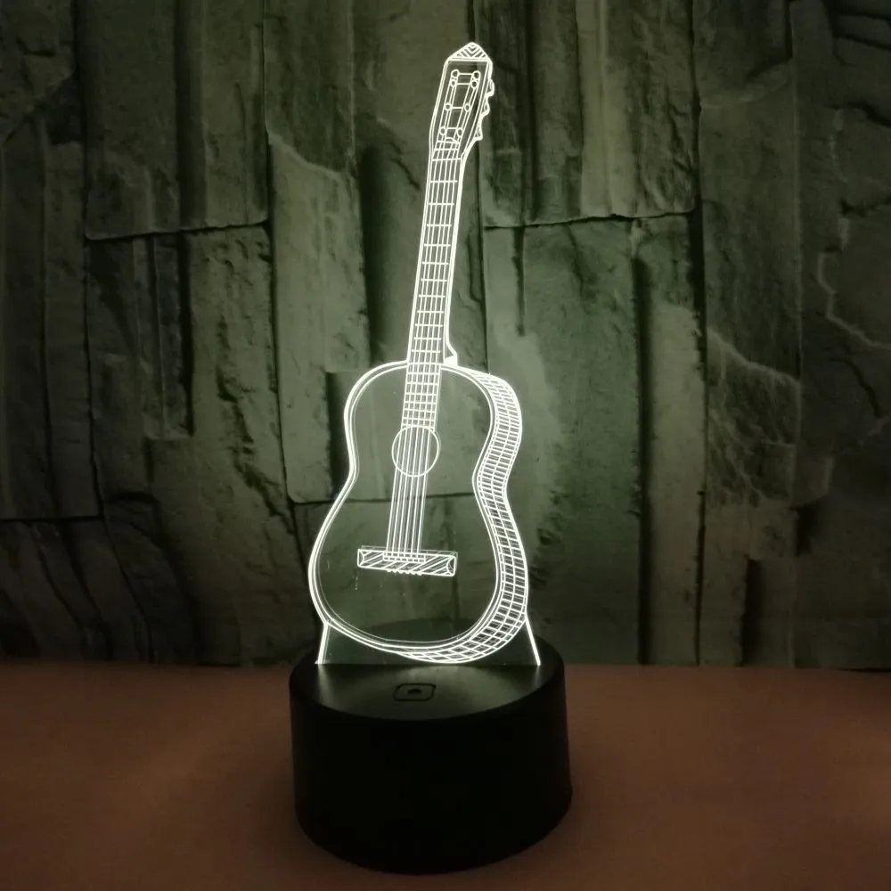 3D гитара Led Новинка светильник DC5V домашняя декоративная настольная лампа 7 цветов