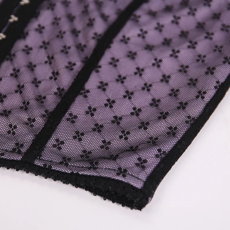 

Sexy Mesh Polka Dot print breasted Slash Neck crop top 2019 Summer Women Sleeveless Camisole Top Female Streetwear Tshirt