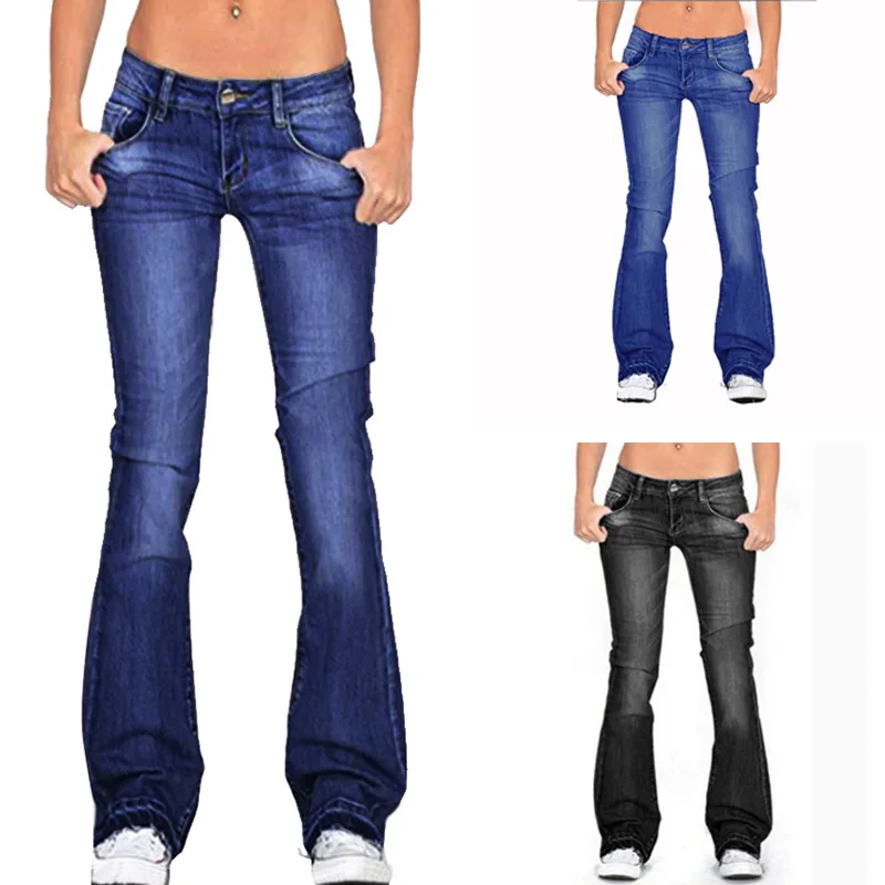 

Skinny Y2K Flare Jeans For Girls Ripped Denim Pants Female Fashion 2021 New Women's Vintage High Waisted Trouser
