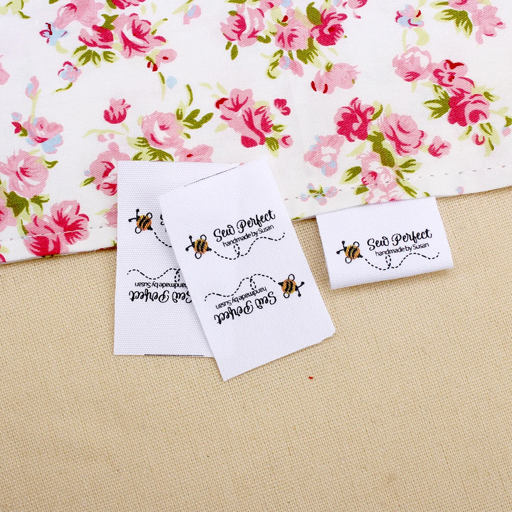Custom Clothing Labels - Brand Tags , Organic Cotton Ribbon Labels,  Logo or Text, Fast delivery (MD3042)