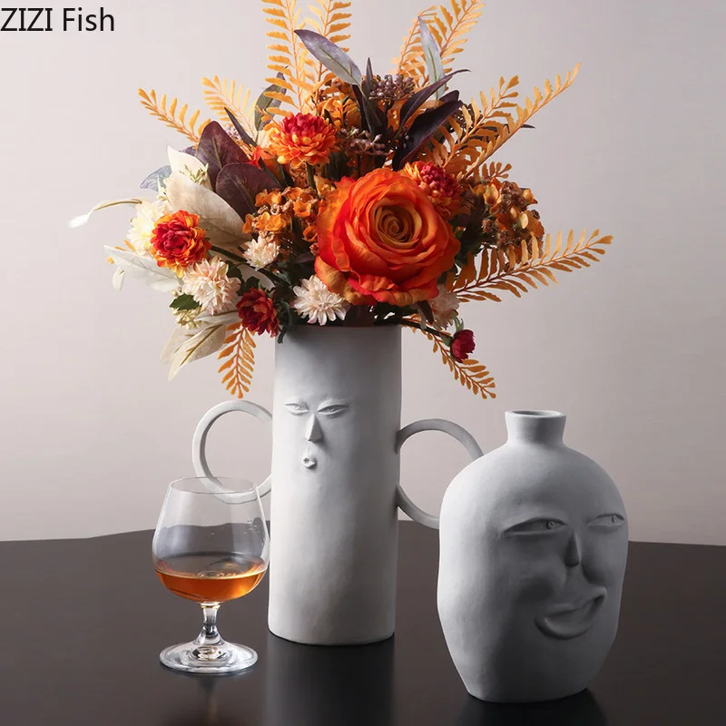 Интересная Европейская керамическая ваза с изображением лица украшение для