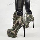 Ботильоны женские камуфляжные на платформе, на высоком каблуке-шпильке, большие размеры 42 45 50 52