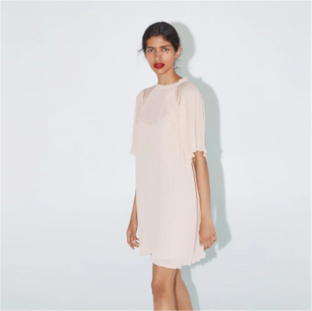 2020 ZA Модное Новое Кружевное Платье Весна Выпуклое кружевное декоративное