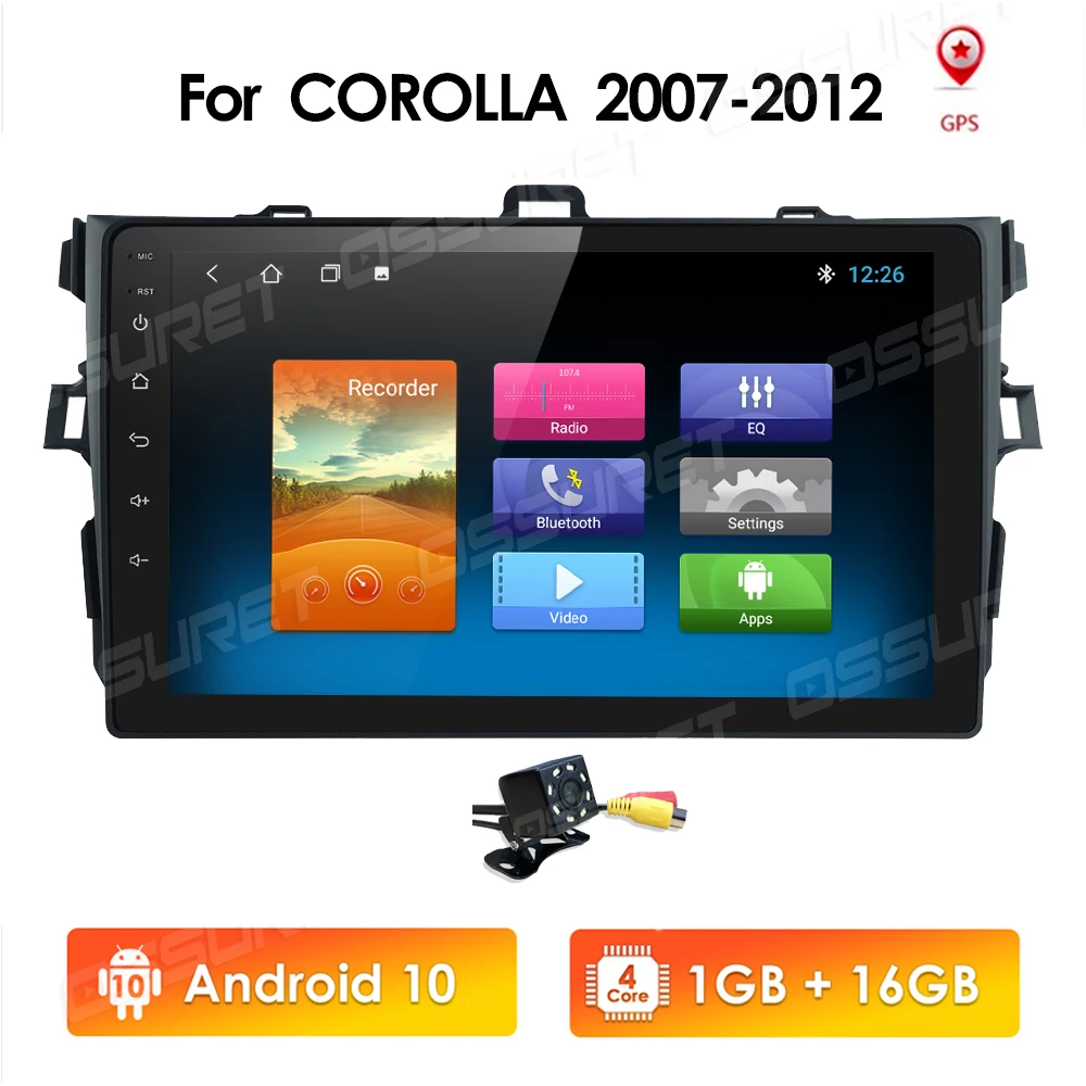 

2Din Android 10 16G/32G/64G Car Radio Multimedia Player For Toyota Corolla 2007-2011 DVR SWC OBD DTV BT Video GPS DSP Navi WIFI