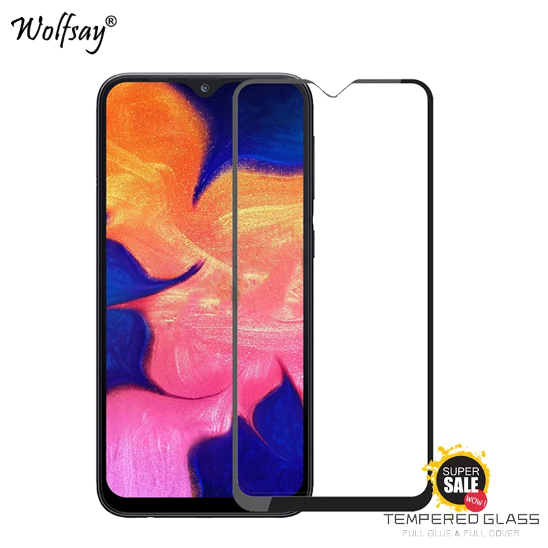 Protector de pantalla de vidrio templado para Samsung Galaxy A10S, cubierta de vidrio con pegamento completo, pel&iacute;cula para Samsung Galaxy A10S, 2 uds.-1