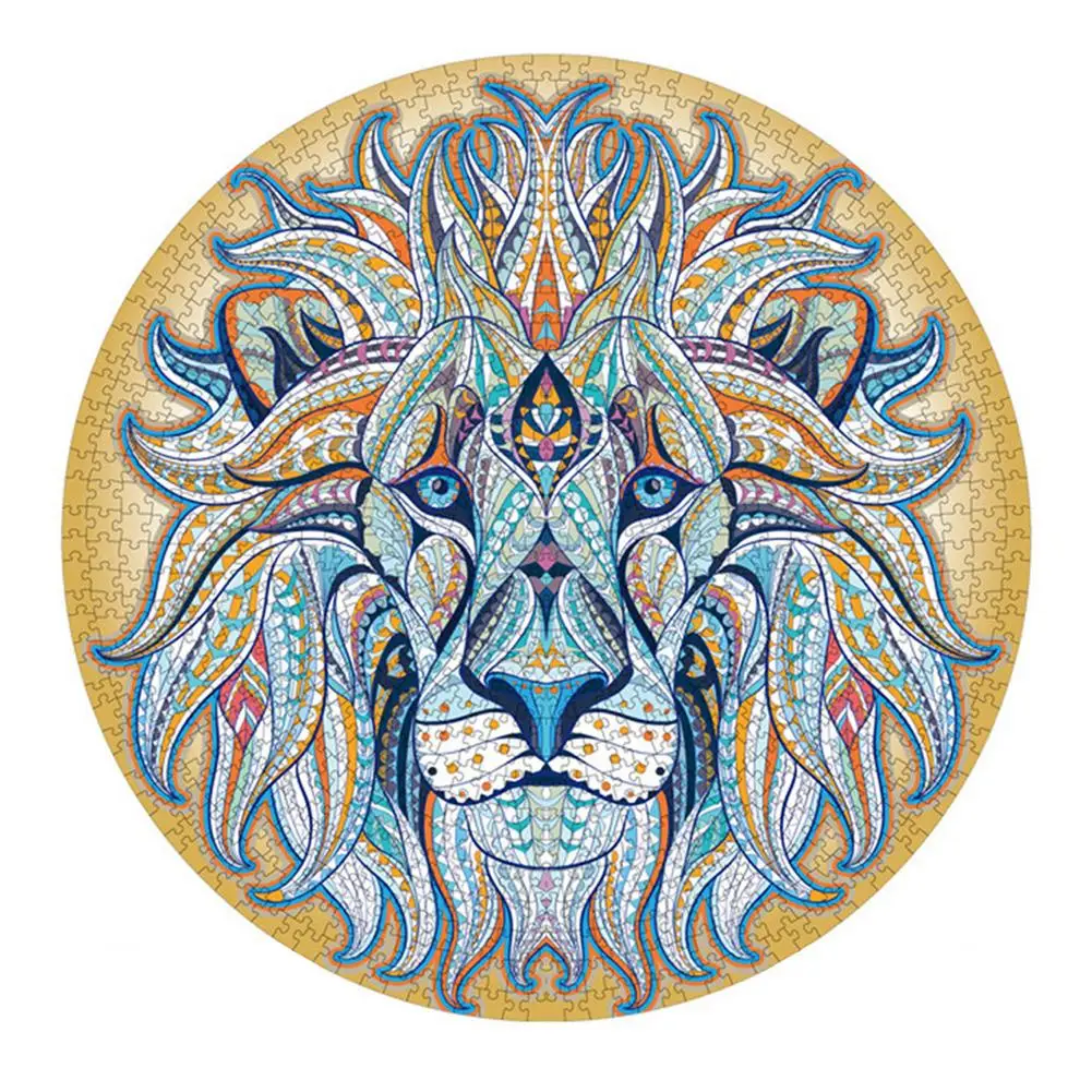 

1000pcs Animal Lion Round Jigsaw Puzzles For Adults Kids Intelligence Challenging Game Family Toy Game Home Decoration Gifts