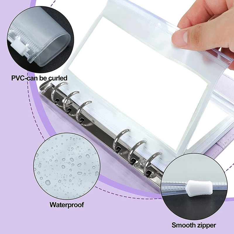 

A6 PU Leather Binder Cover with Binder Pockets, Expense Budget Sheets and Labels for Budget Organizer Envelopes