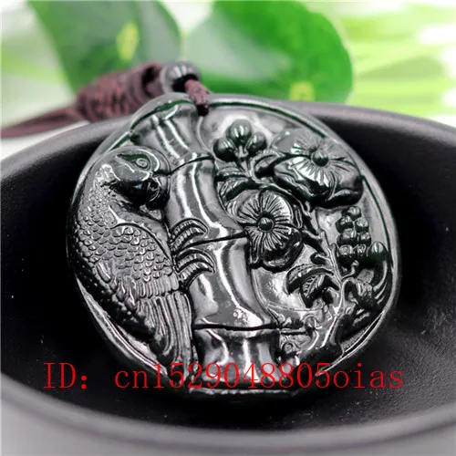 Ожерелье из натурального китайского черного и зеленого нефрита с кулоном