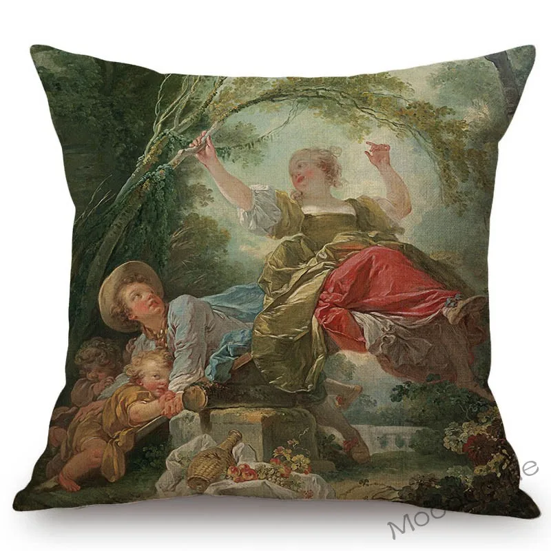 Чехол для диванной подушки в стиле рококо с изображением девушек украденных