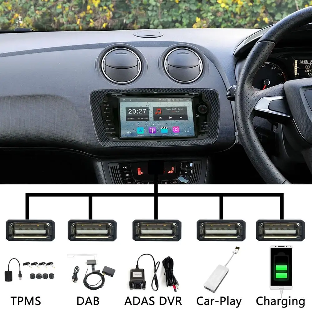 Автомобильный DVD плеер Octa Core Android 9 0 с 5 USB портами для Seat Ibiza 2009 2010 2011 2012 2013 2014