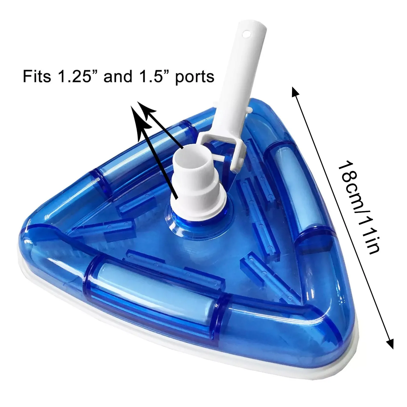 

Pool Vacuum Head 11" Triangular Transparent Weighted Vacuum Head with Brush and Handle for Cleaning Swimming Pools Vinyl Pools