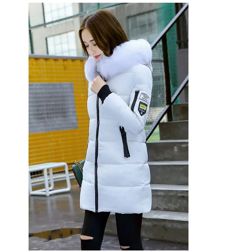 Women Winter Hooded Mid-long Jacket New Fashion Fur collar Thickening Warm Cotton Coat Casual Slim Female Parkas NZYD261A