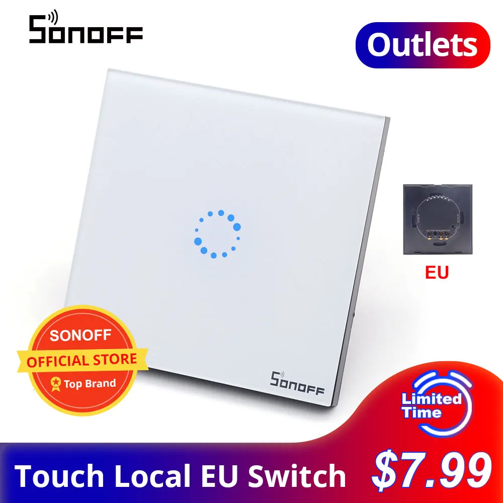 Сенсорный выключатель SONOFF Европейский настенный сенсорный света стеклянная