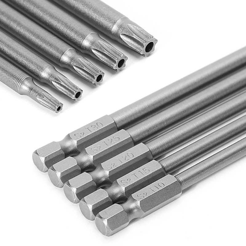 

5 шт./компл. 150 мм T10-T30 Длинные Магнитный Torx электрическая отвертка сверла Комплект