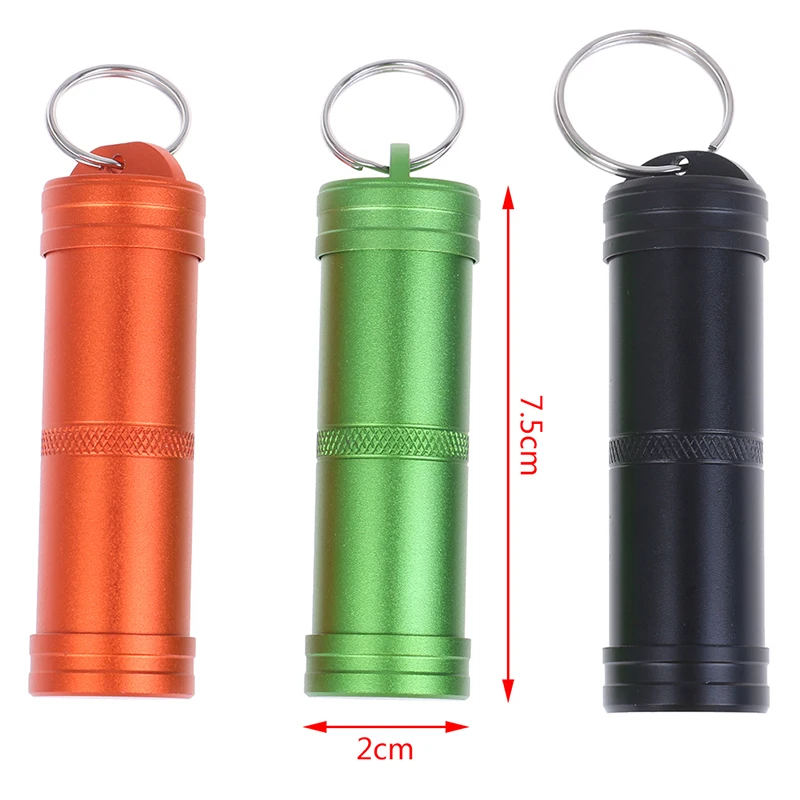 

Waterproof Pill BoxCache Cache Drug Holder Container Keychain Medicine Box Outdoor Emergency Survival Travel Camp Tools