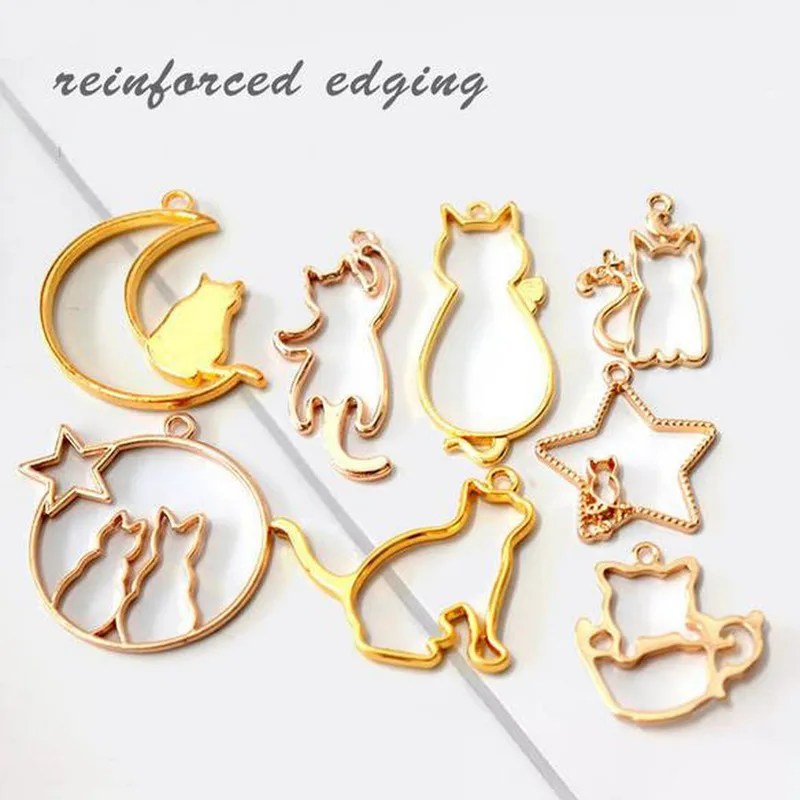 8 шт./компл. сделай сам кот кабошон металлическая фоторамка подвески