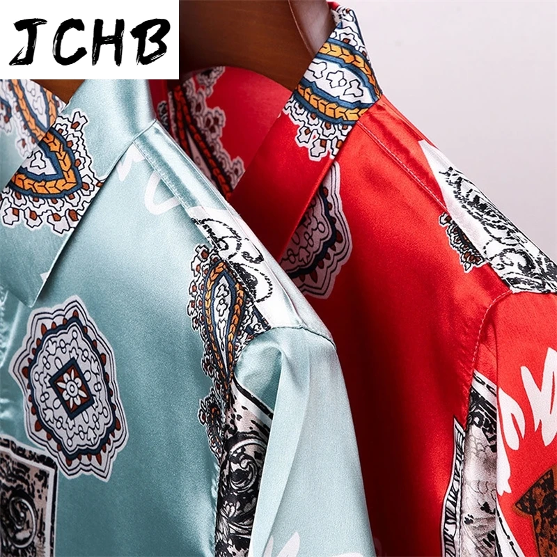 

Casual Male Silk Shirt 2021 Summer Floral Printed Silk Clothes Fashion Man Printing Satin Silk Dress Shirts Short Sleeve blouses