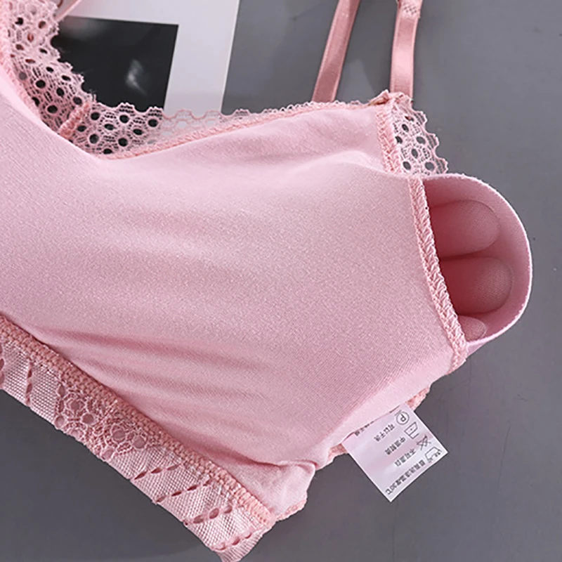 

SALSPOR Women's Bra Korean Version Sling Breast Wrap Lingerie Wireless Padded Lace Breathable All-Match Underwear