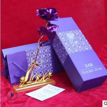 24k позолоченный бумажный букет из фольги, розы, искусственные цветы на день рождения, День Святого Валентина, свадебные подарки для гостей - Цвет: D