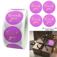 500pcs 2 5cm purple foil gold thank you stickers envelope seal labels scrapbooking diy decoration gift stationery stickers